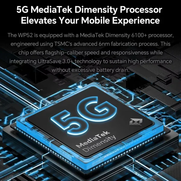 Oukitel WP52 Rugged Smartphone 5G 6.6" 16GB+256GB 6500mAh Battery Call Phone 48MP Android 14 NFC Telephon Portable