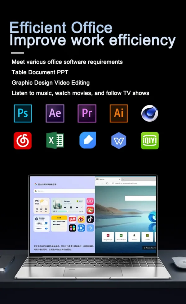 Original 15.6" Laptop N95 FHD IPS Display 120 Hz ultra-clear screen 7500mAh 32GB/2TB SSD Backlit Keyboard Fingerprint Unlock