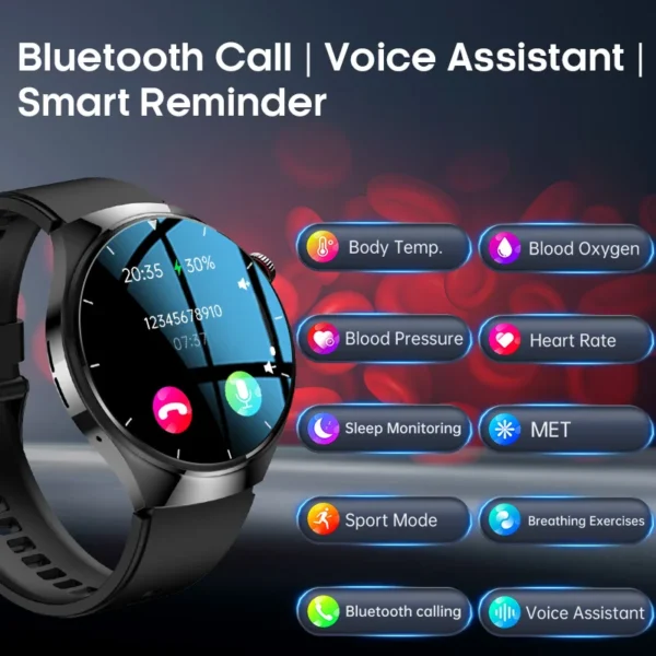 2025 New Men's Smart Watch with Heart Rate Alarm Blood Oxygen Blood Pressure Sleep Monitor Bluetooth Call Fitness Tracker Sports
