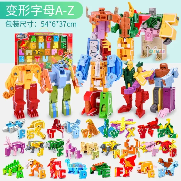 GUDI Assemble Robots Transformation Action Figure Car Model Deformation Number Letters Alphabet Math Educational Children Toys