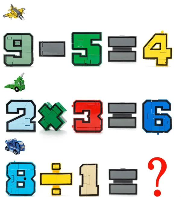 GUDI Assemble Robots Transformation Action Figure Car Model Deformation Number Letters Alphabet Math Educational Children Toys