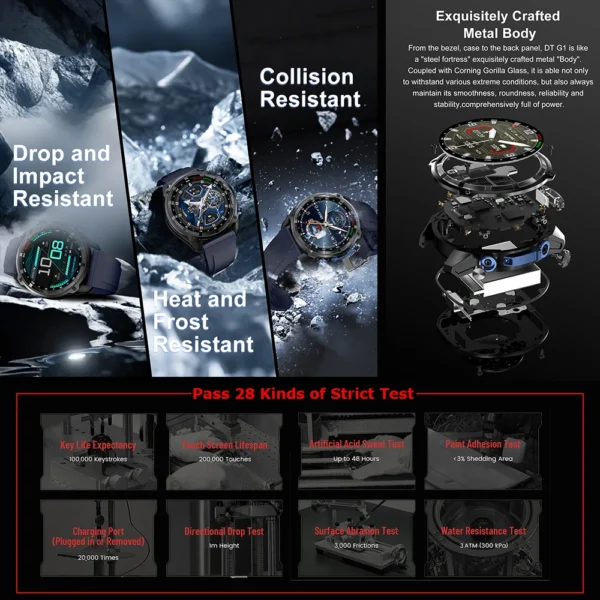 2025 New T-Rex Tactical Smartwatch Built-in GPS Offline Map 4GB Memory 5ATM IP69K Swimming Waterproof Men Militray Smart Bracele