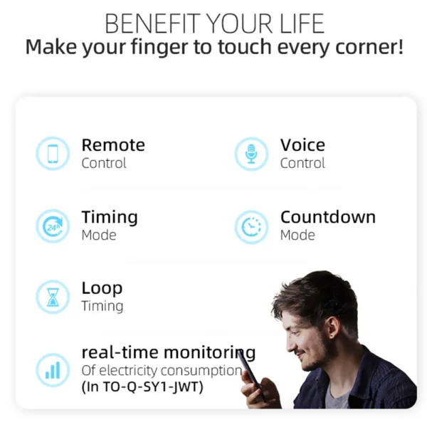 Tuya Wifi Smart Circuit Breaker Switch With Metering 63A1P Din Rail remote control Smart Home Smart Life App Timer Module TONGOU
