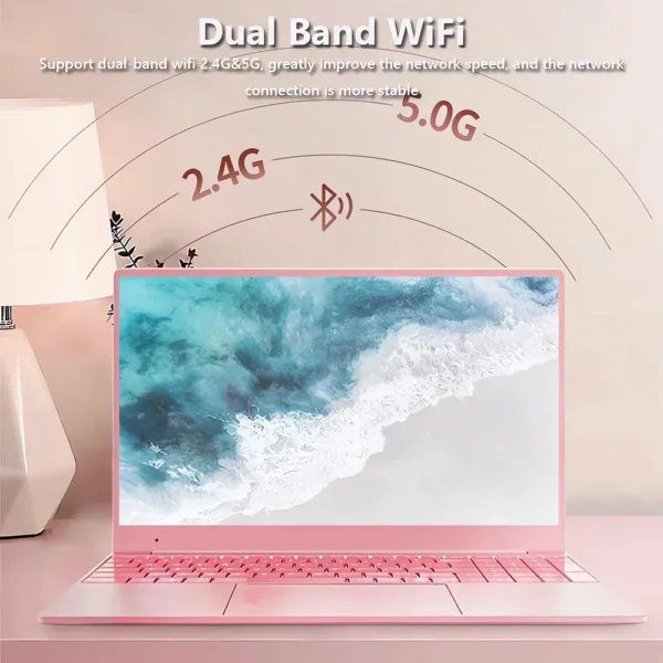 Windows 11 Pro 11th Gen Celeron N5095 Laptop Max 32GB RAM 2TB SSD Dual WiFi (2.4G/5.0G) Bluetooth, and A Chic Pink Keyboard