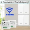 S05e7a4d7b0d2491fa410dd4f4c92ad2fV.webp RF433Mhz Wireless Switch 1/2/3 Gang 86 Wall Panel Transmitter Safety Light Switch AC 85-265V Relay Receiver For Home Led Light