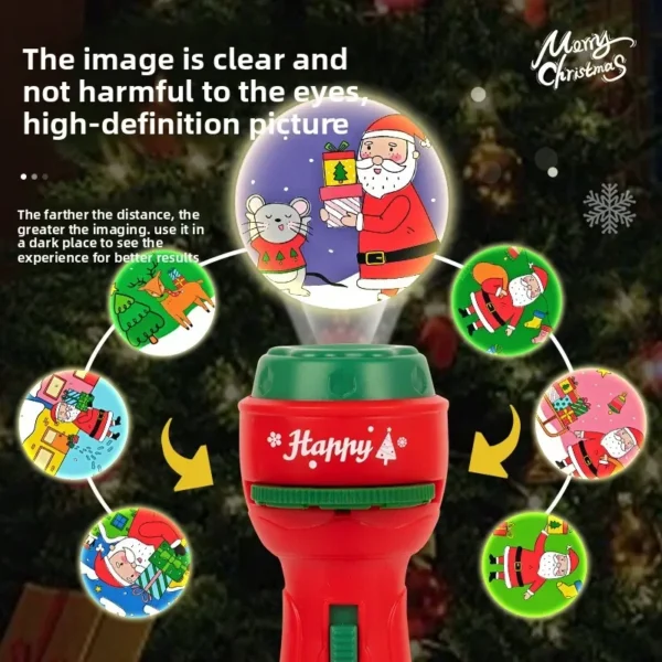 3-10 Cards Christmas Cartoon Projection Flashlight  Creative Children Flashlight Toy Projector Baby Toys Bedtime Story Book Toy