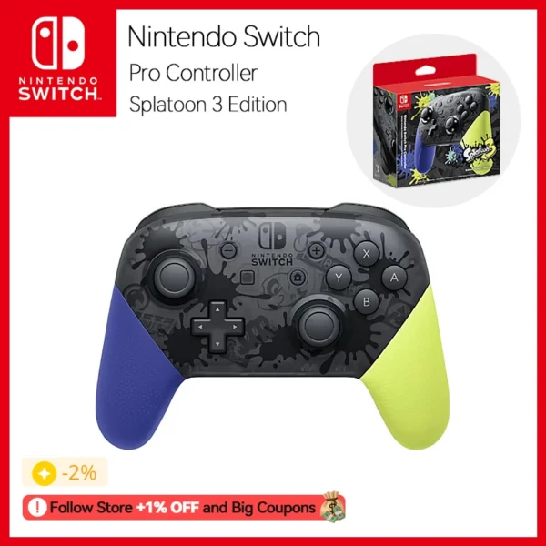 Nintendo Switch Pro Controller Original Splatoon 3/Splatoon 2 Edition USB Cable Wireless Game Motion Controls HD Rumble Amiibo