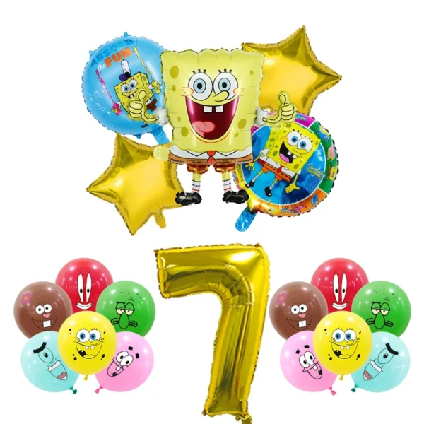 SpongeBob Birthday Party Decoration Aluminum Foil Balloon For Kid Event Supplies Disposable Tableware Banner Backdrop Gift