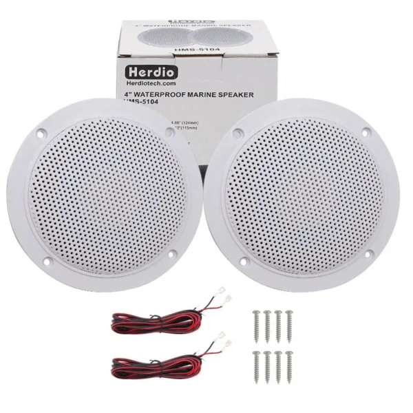 Herdio 4'' 160W 2PCS Home In-Wall Ceiling Waterproof Speaker Surround Sound Speaker For Kitchen Bathroom Yacht Outdoor Theater