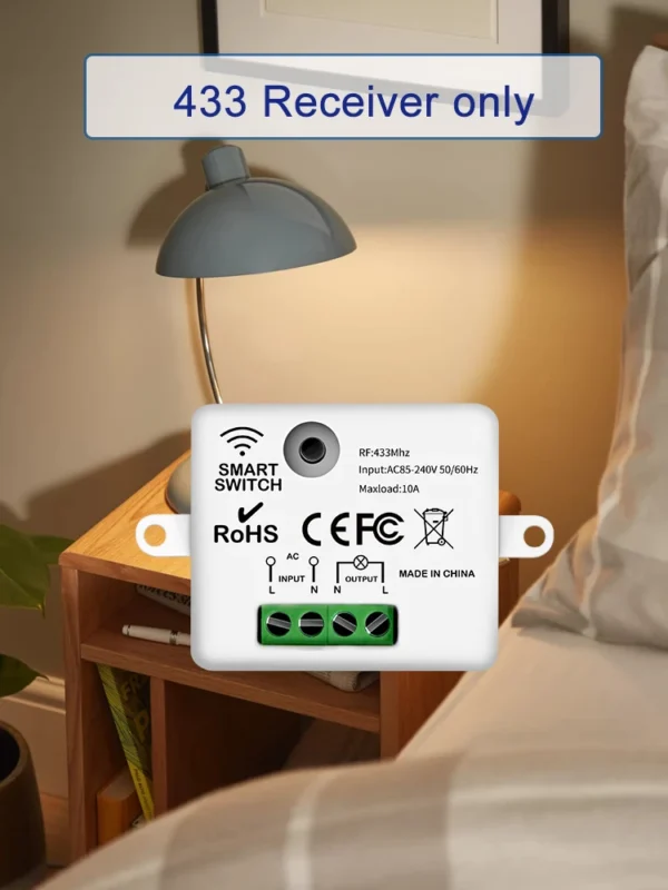 433MHz Wireless Remote Control Light Switch 10A 100-240V Relay Controller Mini Round Button Wall Panel Switch For Lighting Led