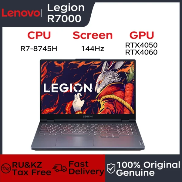 Lenovo Gaming Loptop LEGION R7000 15.6“144Hz AMD Ryzen7 8745H 16/32G DDR5 512G/1TB/2TB Pcie 4.0 SSD RTX4060 Gaming Notebook PC