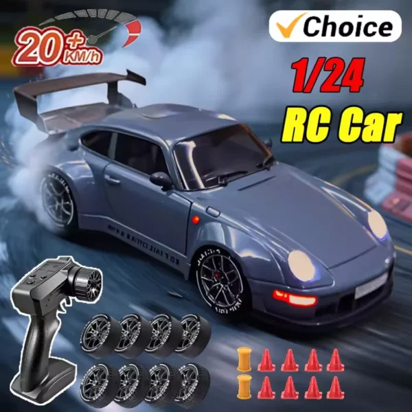 New 1:24 20KM/H High Speed RC Drift Vehicle 4WD Remote Control 993 Racing Car Gift Competition Race Car Kid Toy Replaceable Tire