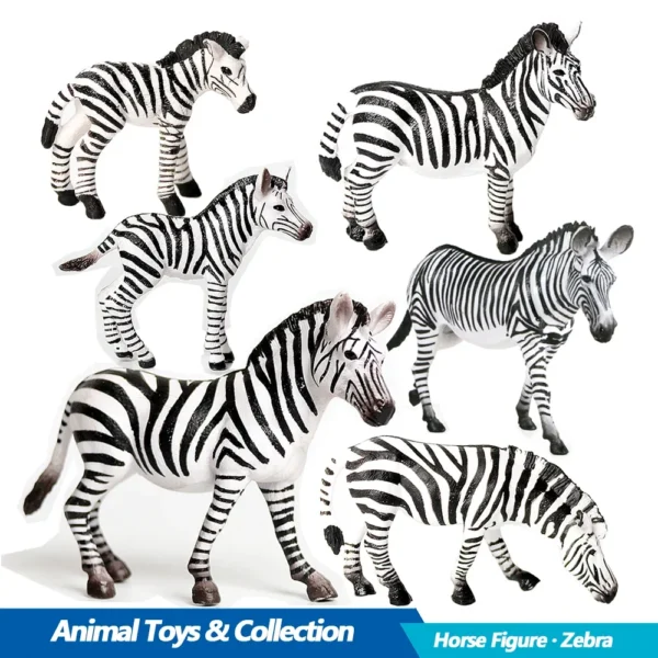 Zebra figure Baby zebra miniature Plastic Model Toy Horses Action Figure Jungle Animal Figurines Children Toys Games Kids Gifts