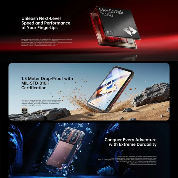 Oukitel WP300 5G Rugged 36GB+512GB 120W Android15 Mobile Phone 16000mAh 6.78" FHD+ 108MP Camera Modular detachable Earbud Phone