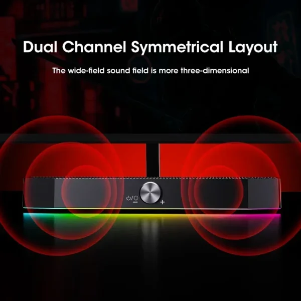 Wireless Bluetooth Soundbar 4D Surround RGB Lights, Deep Bass Subwoofer for Home Theater PC Gaming Laptop,Multiroom Speaker 120W