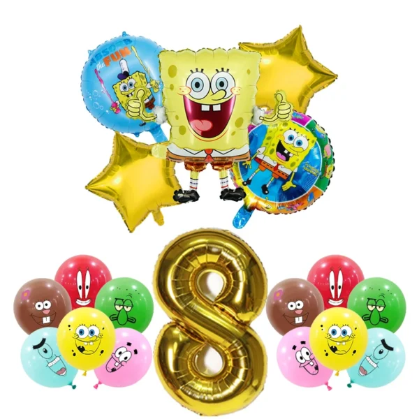 SpongeBob Birthday Party Decoration Aluminum Foil Balloon For Kid Event Supplies Disposable Tableware Banner Backdrop Gift
