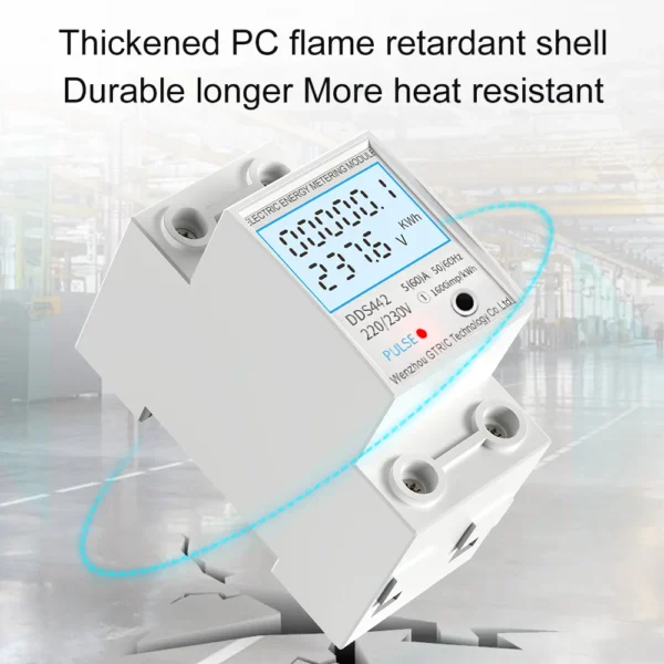 S18315cbdbc804a47aa55335ed99a34a2f.webp GTRIC Electric Energy Meter 2P Single Phase LCD Digital Display DIN Rail Mounting 2-wire Electric Meter Wattmeter AC 230V 50Hz