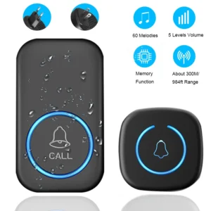 S1979b1f210ef4ab99f216961e2539320d.webp Wireless Doorbell IP44 Waterproof Smart Home Welcome Door Bell 300M Range 60Songs Intelligent Home Chime Bell Kit US/EU Plug