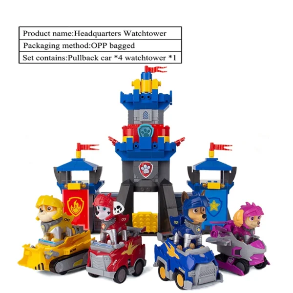Paw Patrol Building Blocks Toys Rescue Knight Series Pullback Car Watchtower Rescue Base Command Center Lookout Tower Kids Gifts