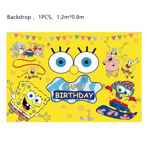 SpongeBob Birthday Party Decoration Aluminum Foil Balloon For Kid Event Supplies Disposable Tableware Banner Backdrop Gift