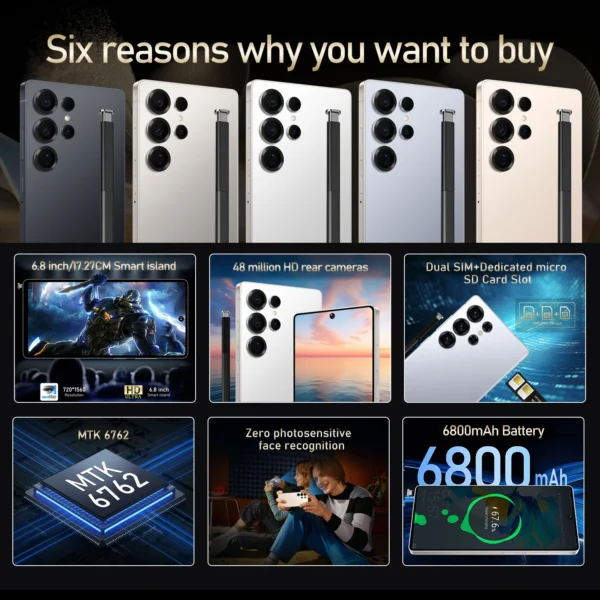 Global Version S25 Ultra Smartphone  Android,6.8 inch,12GB RAM,512GB ROM,Dual SIM,Mobile phone,Google Play Store,24+48MP,6800mAh