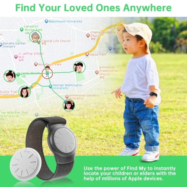 GPS Tracker for Kids (iOS only)Teen,Special Needs, Elderly,Real-Time Kids Tracker Watch Band Works with Find My (iOS Only) APP