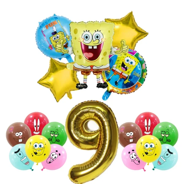 SpongeBob Birthday Party Decoration Aluminum Foil Balloon For Kid Event Supplies Disposable Tableware Banner Backdrop Gift
