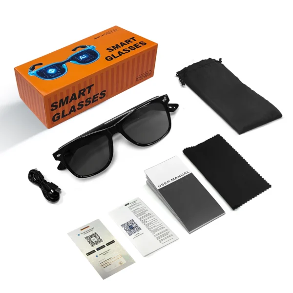 S229c8963eb784399bb2725a0df8b64b4D.webp Smart Glasses AI translation 100+ Languages Make Receive Calls Music Calling Noise Reduction Light BT TWS Glasses Men Women