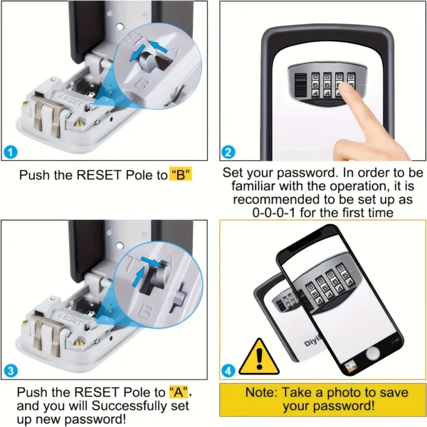 1pc Key Safe Wall Mount | No-Battery Combination Lock Box - 9.4cm Metal/Plastic for Home & Travel Security,for Home Hotel