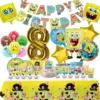 SpongeBob Birthday Party Decoration Aluminum Foil Balloon For Kid Event Supplies Disposable Tableware Banner Backdrop Gift