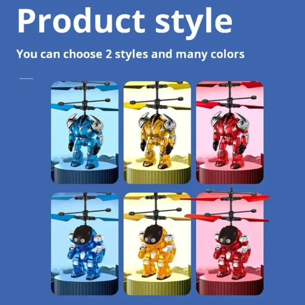 KBDFA Intelligent Sensing Aircraft Mech Warrior Flying Robot Luminescent Suspension Gesture Sensing Flying Ball Kids Toys Gifts