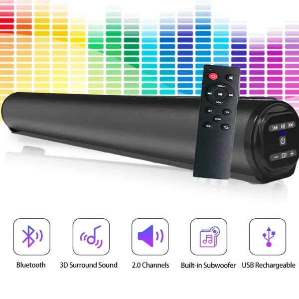 Super Powerful Sound Bar Portable Wireless Bluetooth Speaker Surround Stereo Home TV Sound Box Subwoofer FM Radio caixa de som