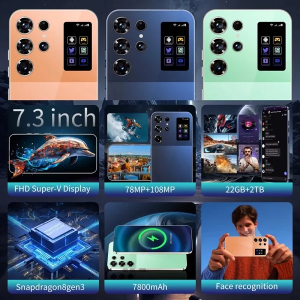 26 Ultra Global Version Smartphone Snapdragon8 Gen3 16G+1TB 7800mAh 78+108MP 4/5G Network Android Phone Unlocked Original