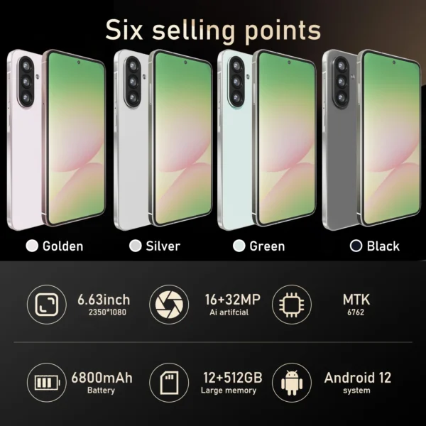 FUFFI-A56,Smartphone6.63 inch,8+128GB ROM,4G Network,Android 12.0 , 16+32MP Camera,Mobile phones,Dual SIM,6800mAh,Cellphones