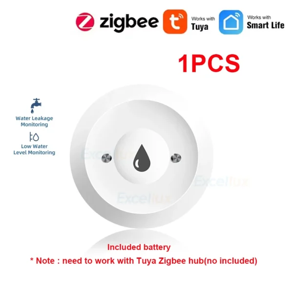 Tuya ZigBee Smart Water Sensor Leak Detector Flood Water Leakage Security Alarm Smart Life Control Works With Zigbee Gateway Z2M