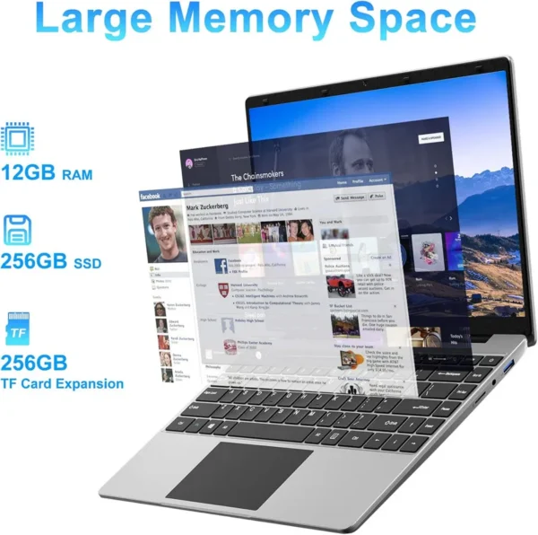 S2f8f5c0655ed48c08afcc9fe06088badZ.webp 13.3 Inch Windows 10 Laptops Computer EZbook S5 12GB LPDDR4 RAM 256GB SSD ROM 1080p FHD J4105 CPU with Celeron 4-Core Processor
