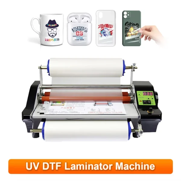 A3 UV DTF printer laminator, transfer A film to B film hot and cold laminator, roller laminating machine, Panas Dingin laminator