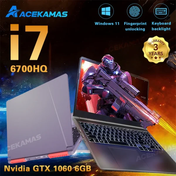 ACEKAMAS 16" Gaming Laptop Computer Core i7 6700HQ GTX 1060 Windows 11 Pro IPS 1920*1200 16GB DDR4 1TB SSD Notebook PC Laptops