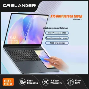 CRELANDER Intel laptop 15.6" +7" Touch Screen 32GB RAM 1TB SSD Backlit keyboard Windows 11 Notebook Computer Dual Screen Laptop