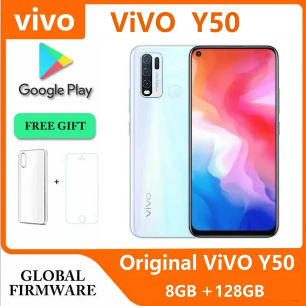 S36970c5b05a14726b77329e9c44ba311g.webp Original VIVO Y50 8GB 128GB 4 Cameras 5000mAh 6.51inch 2340x1080px CPU Snapdragon 13MP + 16MP Android 4G Smartphone
