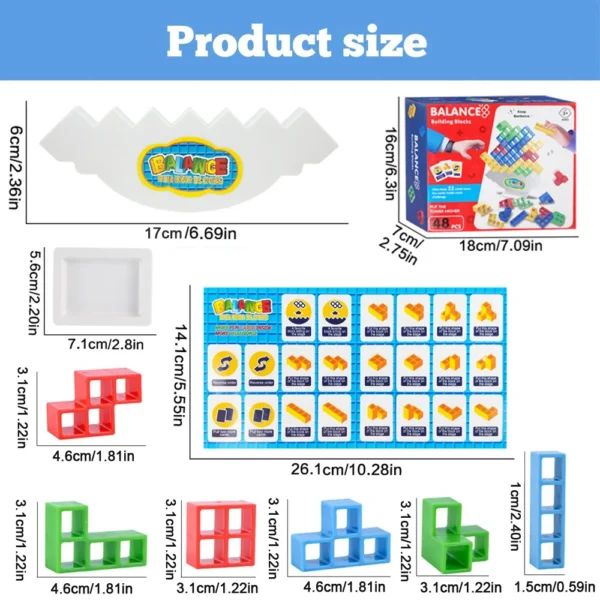 48PCS Tetra Tower Building Blocks Balance Stacking Games Toys for Kids Adults Friends Classroom Family Board Game and Fun Party