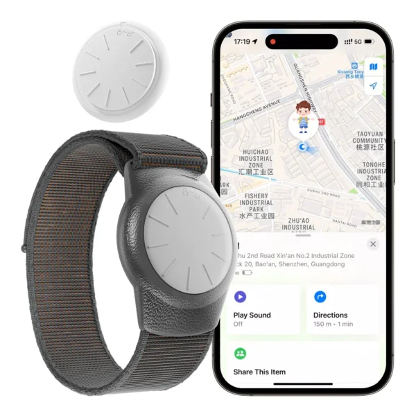 GPS Tracker for Kids (iOS only)Teen,Special Needs, Elderly,Real-Time Kids Tracker Watch Band Works with Find My (iOS Only) APP