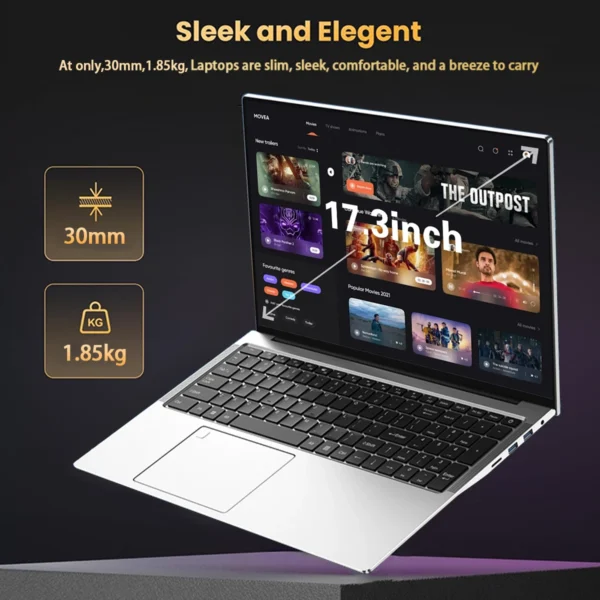 ACEKAMAS 17.3" Laptop Computer Celeron N5095 16GB DDR4 1TB SSD Windows 11 Notebook PC Gamer Fingerprint Office Laptops Portable
