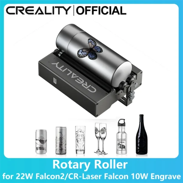 Creality Official Rotary Roller for Engraving Cylindrical Objects Width Adjustable for 22W Falcon2/CR-Laser Falcon 10W Engrave