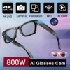 New Camera Glasses 800w Pixel 4K UHD Camera Recording Noise Reduction Ai Recognition Translation Anti Blue Light Smart Glasses