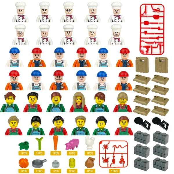 City Characters Building Blocks Mini Dolls Statues Police Firefighter Doctor Engineer Building Blocks Holiday gifts for kids