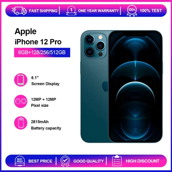 Apple iPhone 12 Pro 6GB RAM 128/256GB ROM Original Unlocked 6.1" Super Retina XDR OLED Face ID NFC 6G Cell Phone Fast Shipping