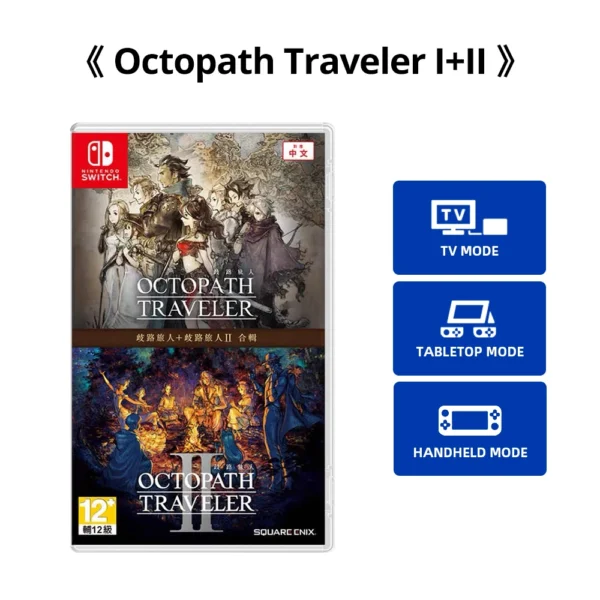 Nintendo Switch Game - OCTOPATH TRAVELER 1 + 2 Bundle - Games Cartridge Physical Card Party for Switch OLED Lite