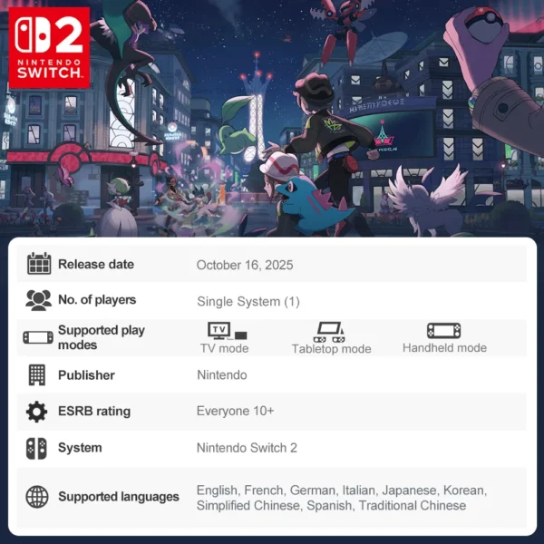 Nintendo Switch 2 Pokemon Legends Z-A Juegos Games Deals 100% Official Physical Game Card RPG Pokemon Game for Nintendo Switch 2