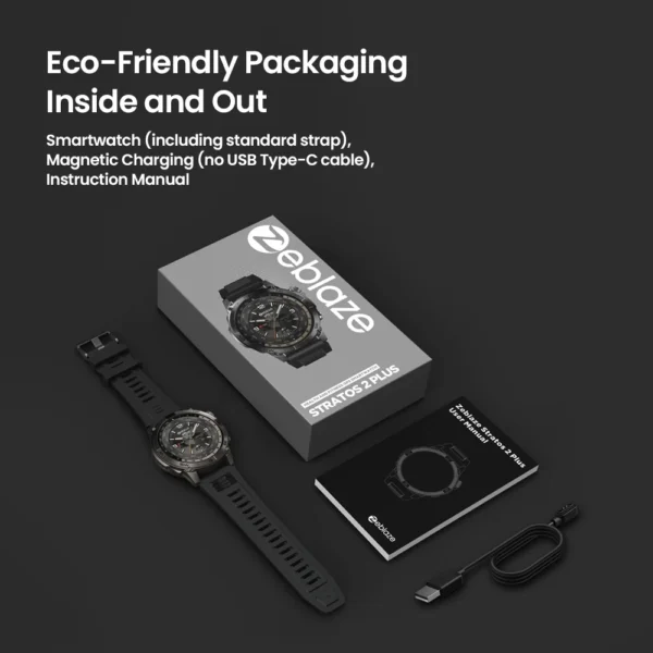 New Zeblaze Stratos 2 Plus GPS Smart Watch 1.43'' AMOLED Display Compass Barometric Altimeter Bluetooth Phone Calls Smartwatch